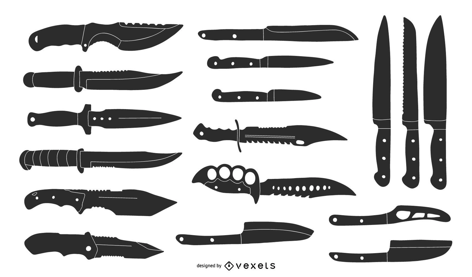 Combat And Kitchen Knife Silhouette Pack Vector Download