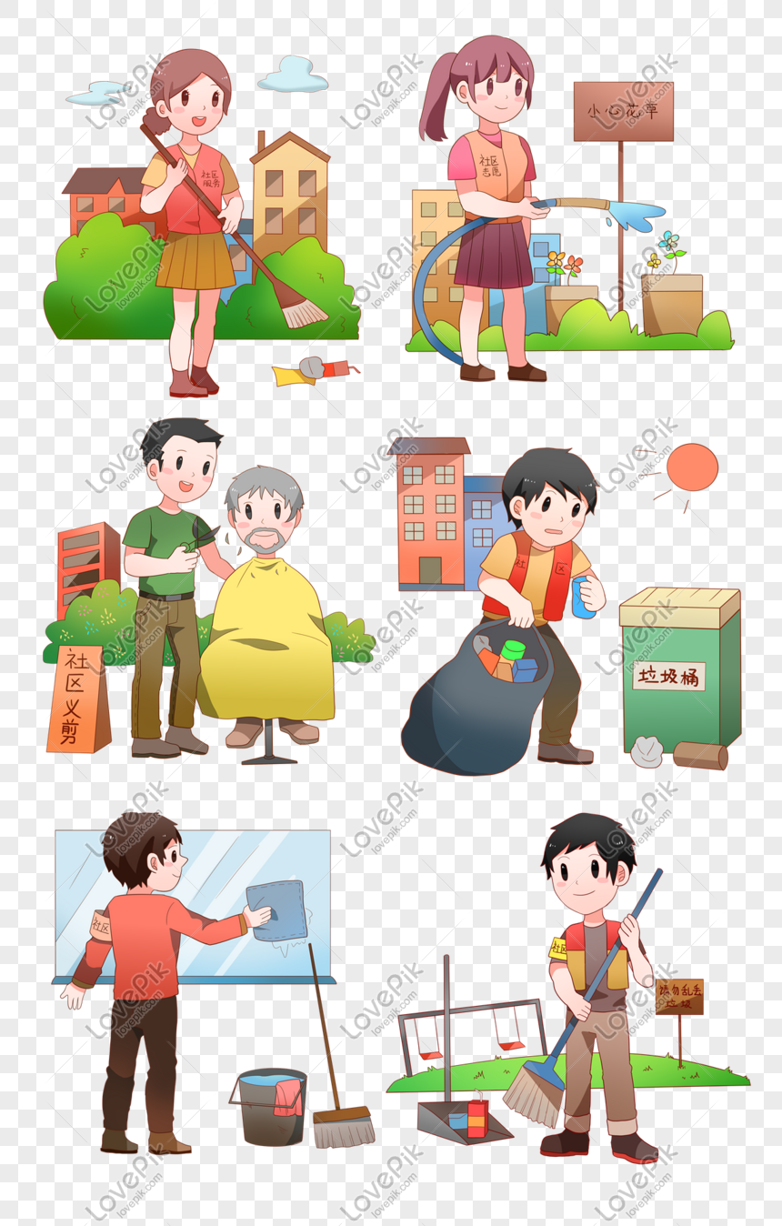 Community Service Collection Hand Drawn Illustration Community 