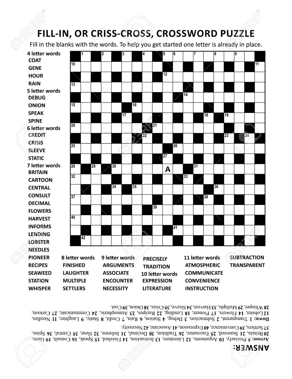 Criss coss or Fill in Else Kriss kross Crossword Puzzle Game Of 