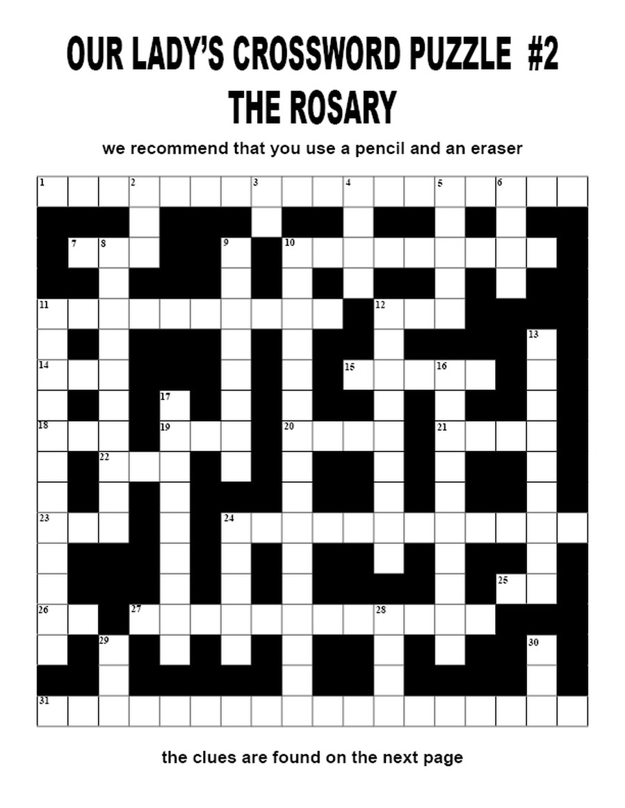 Crossword Puzzles Devotion To Our Lady