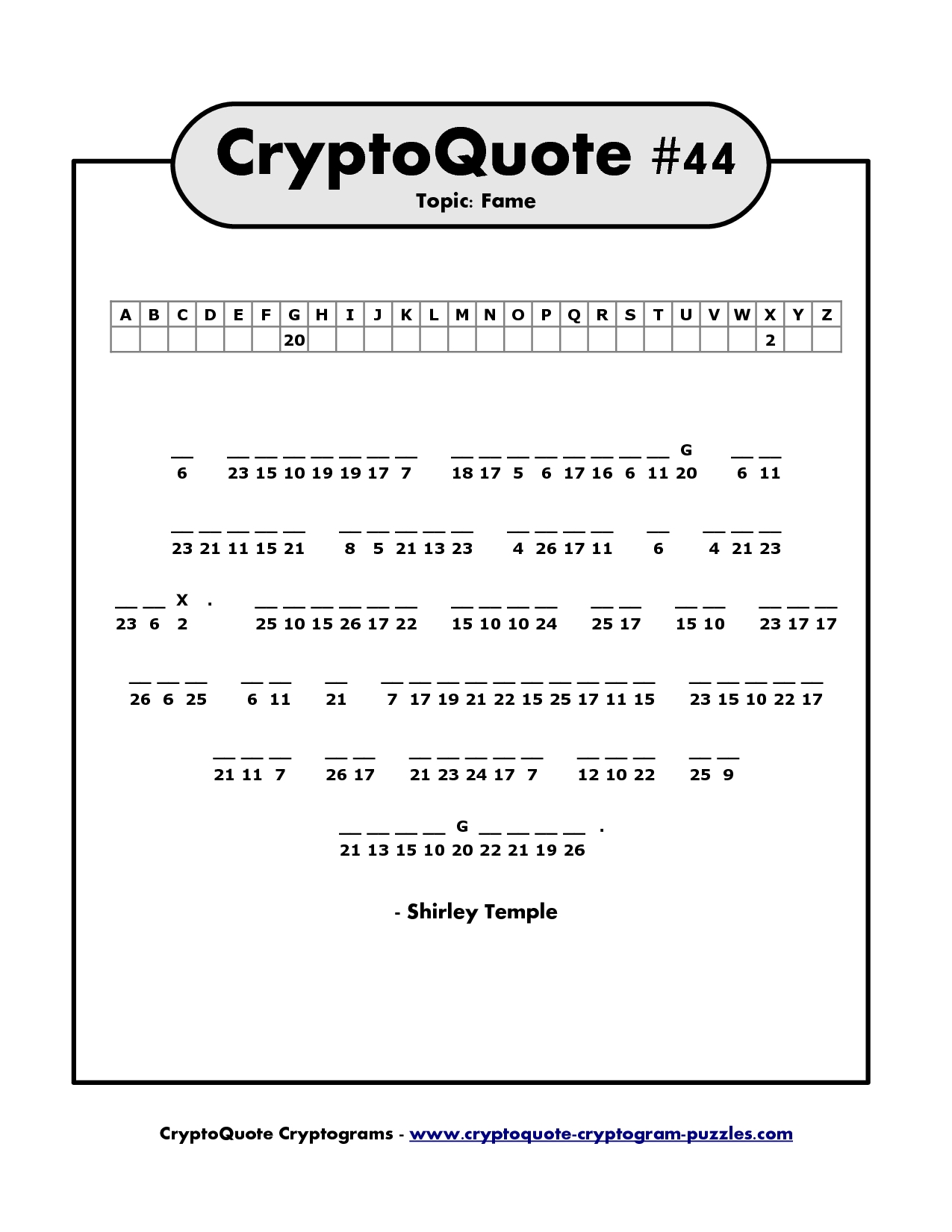 Free Celebrity Cipher Puzzles Printable