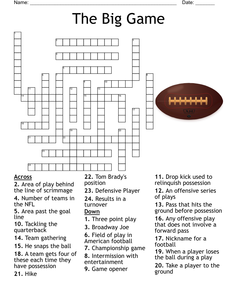 CURRENT NFL PERSONNEL Crossword WordMint