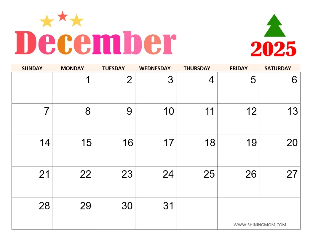 December January Printable Calendar Free