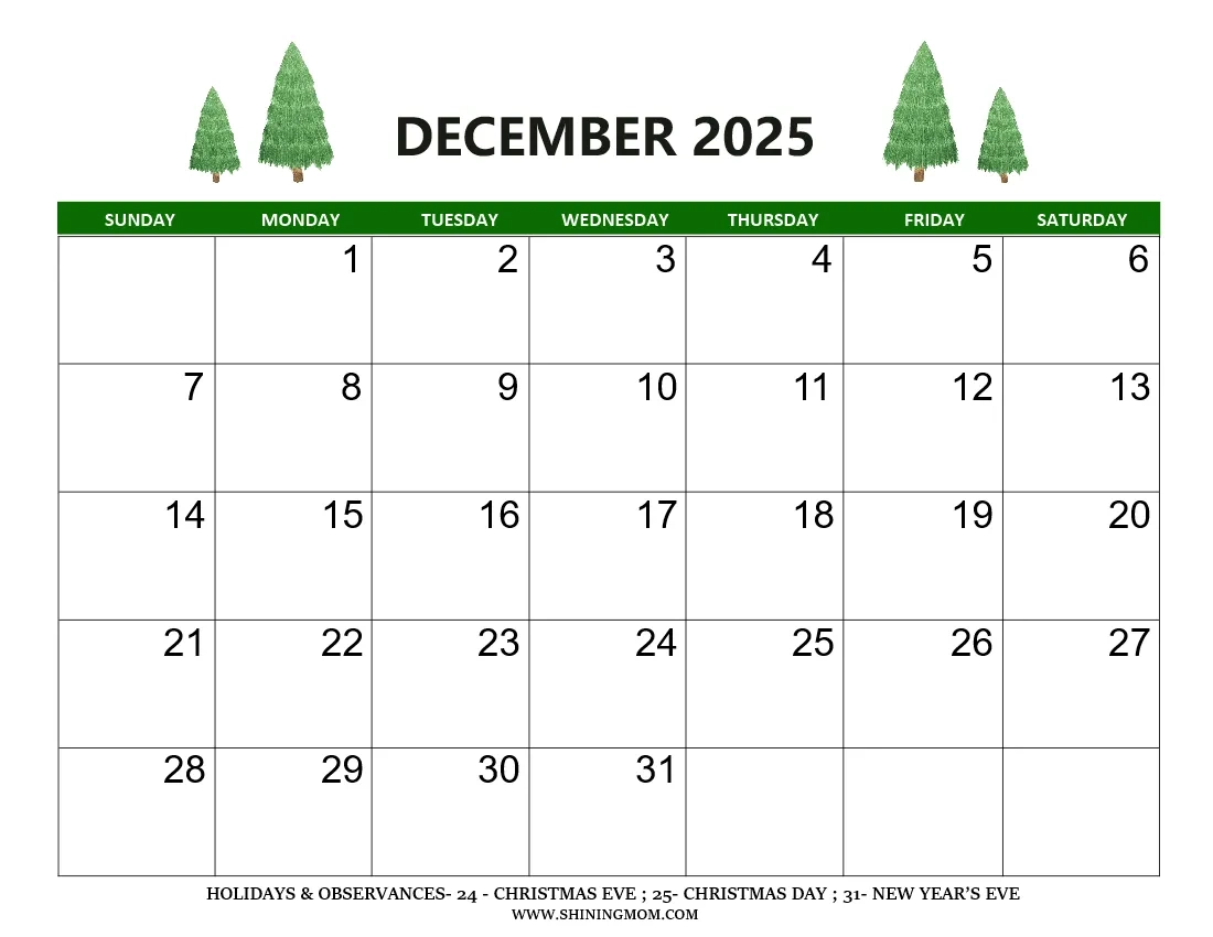 December Printable Calendar With Holidays