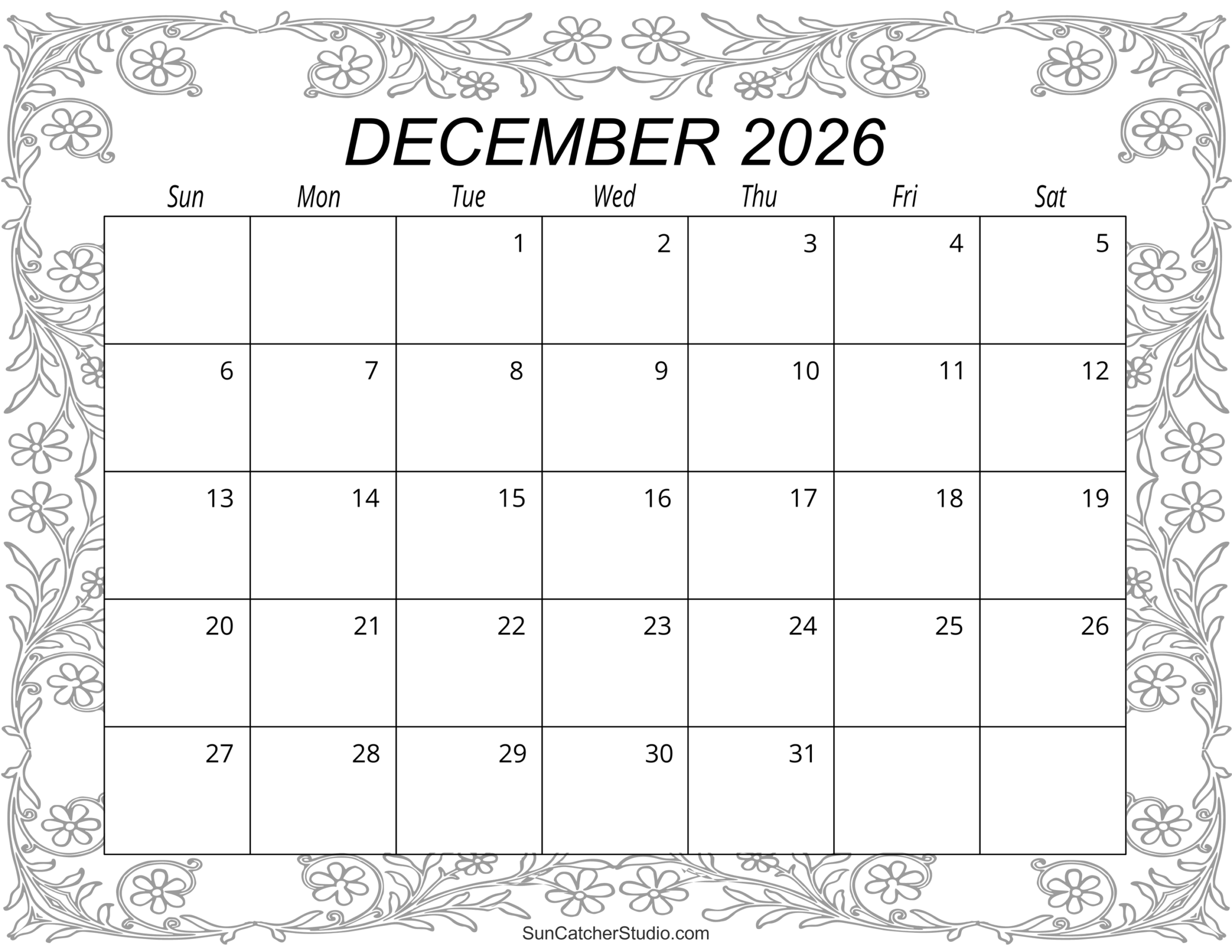 November And December 2026 Calendar Printable