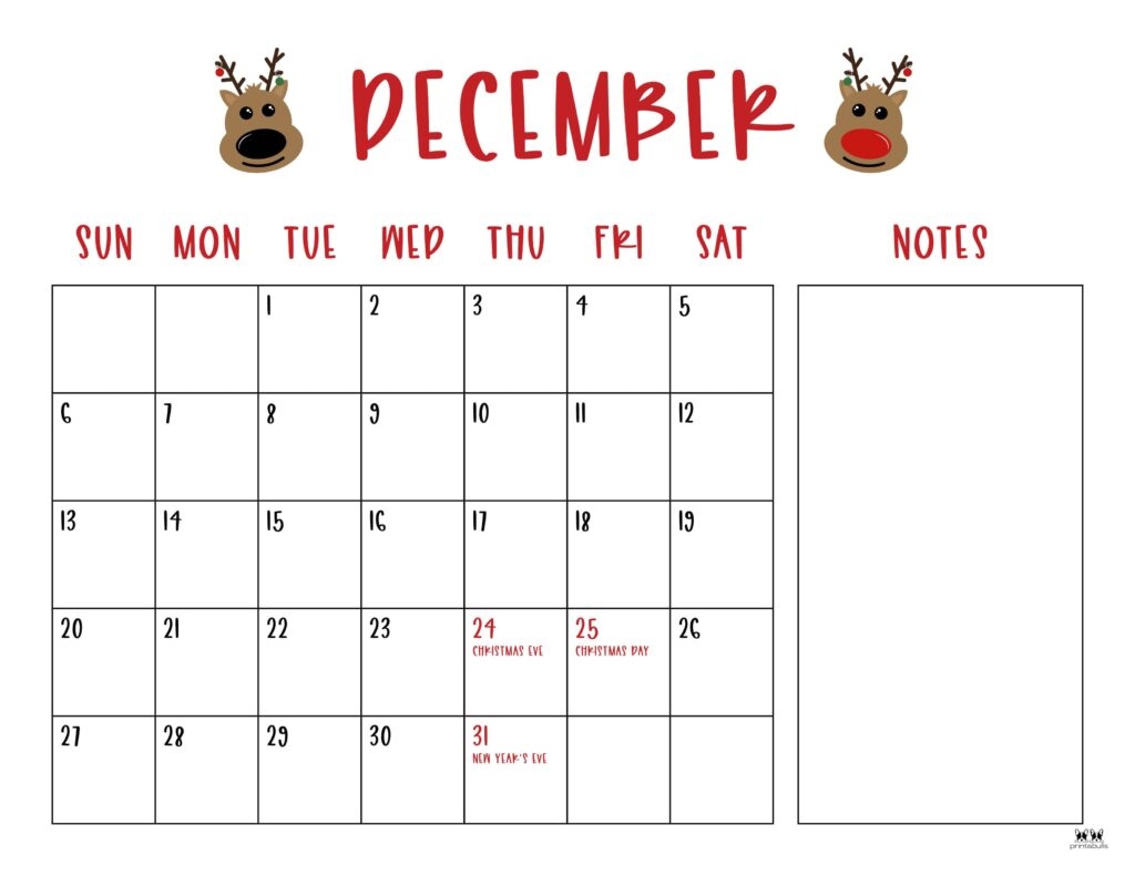 December 2026 Calendars 123 FREE Printables Printabulls