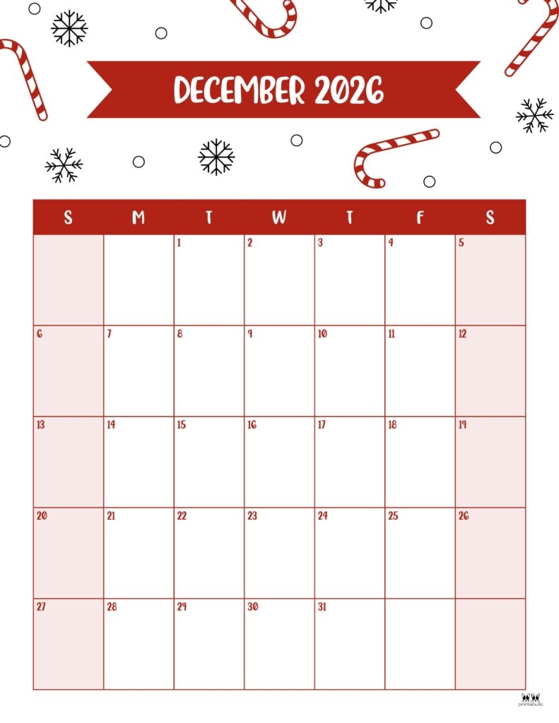 Printable Calendar For 2026 December