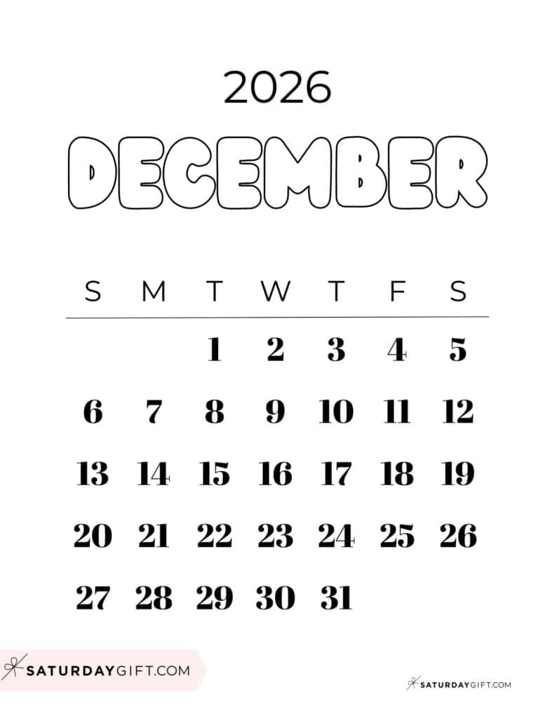 December 25 2026 Calendar Printable