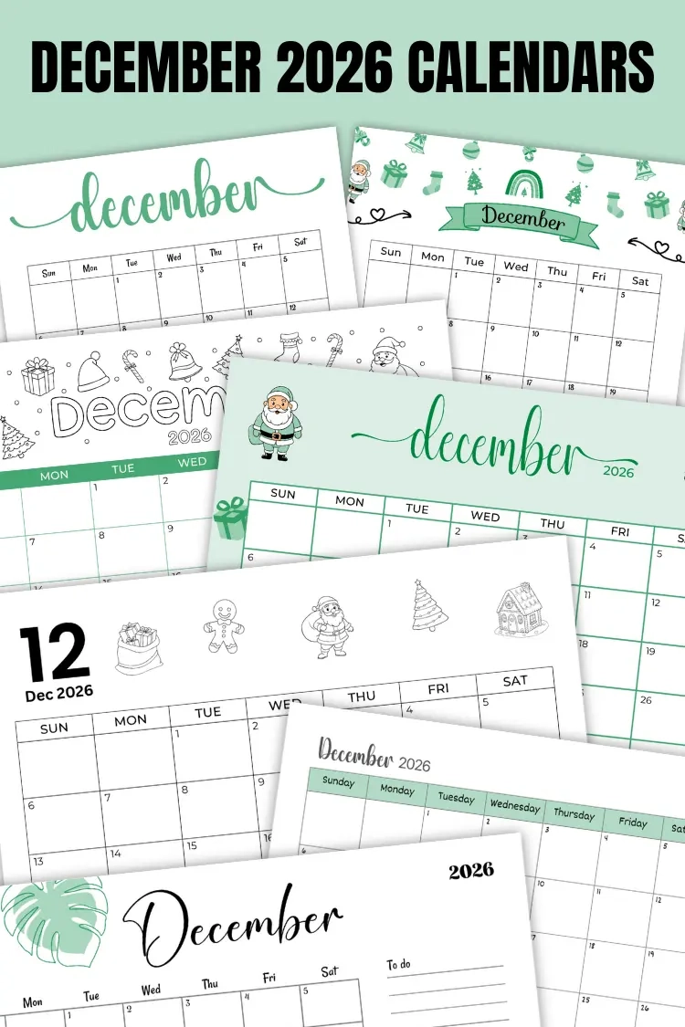 December 2026 Calendars 40 Free Printable PDF