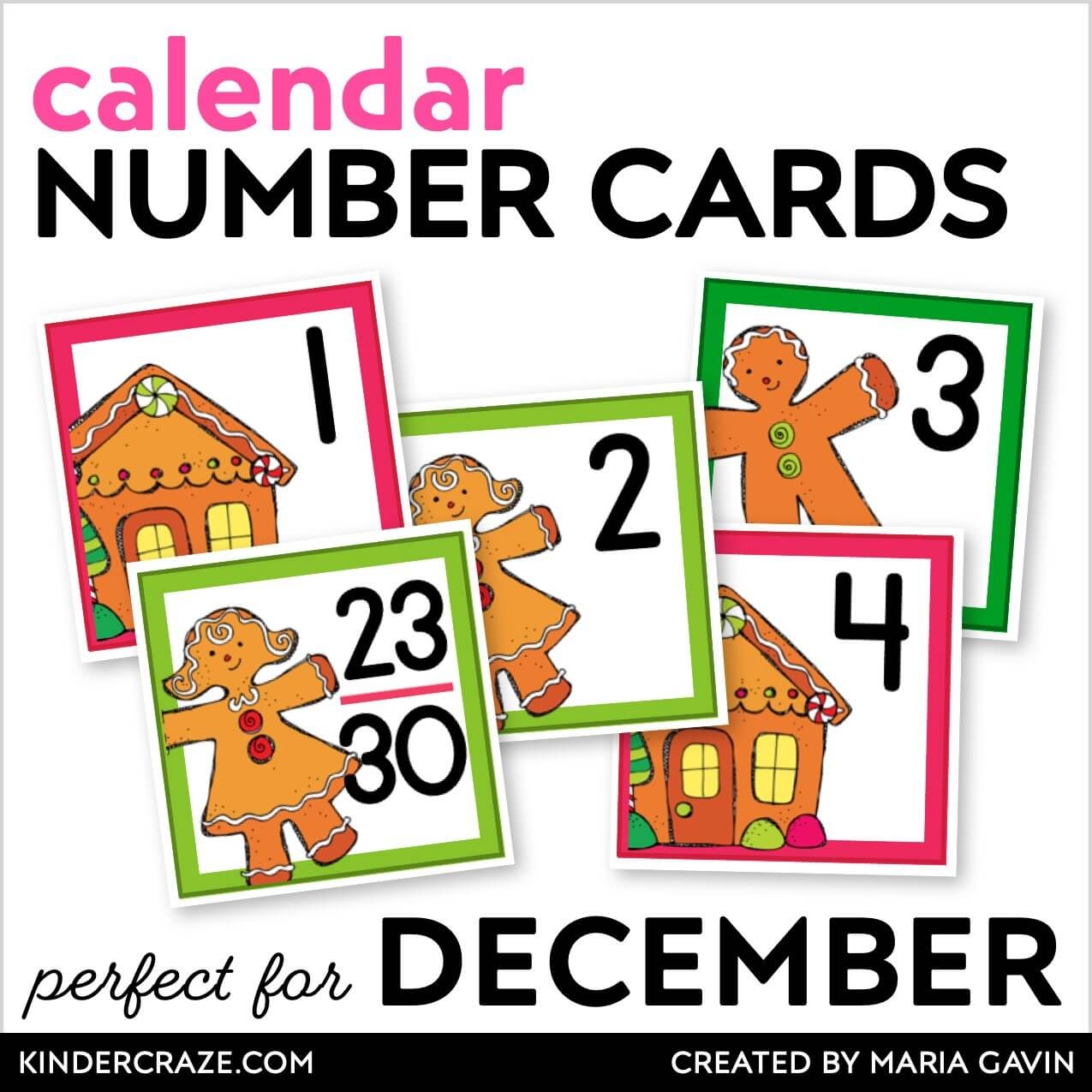 December Gingerbread Calendar Numbers Kinder Craze