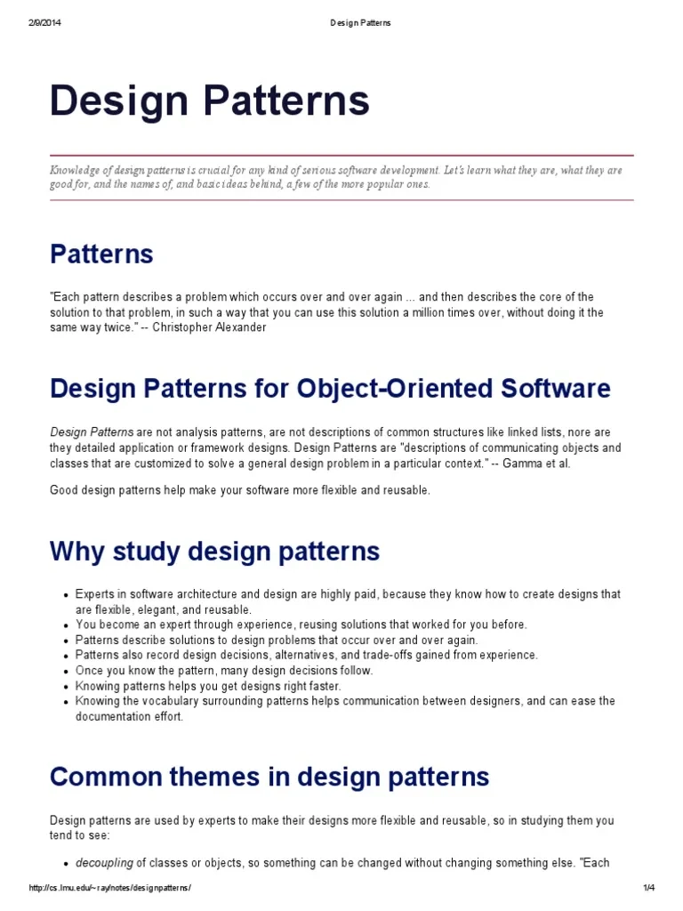 Design Patterns PDF Software Design Pattern Class Computer 