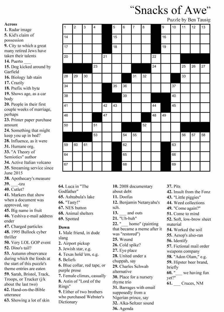 Crossword Puzzles Printable Adults