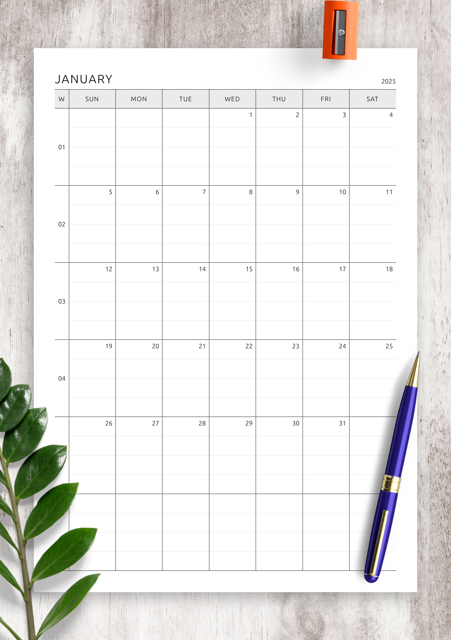 Blank Calendar Printable Month Lines