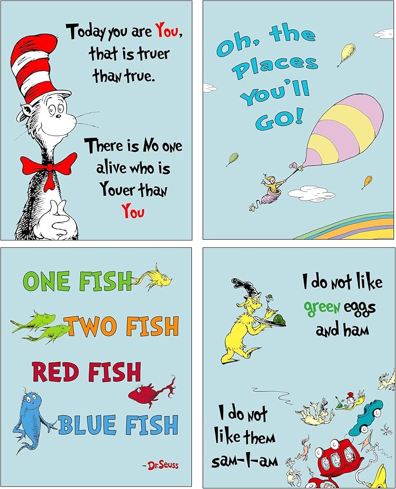 Dr Seuss Kids Photo Print Wall Art Adorable Wall Decor For 