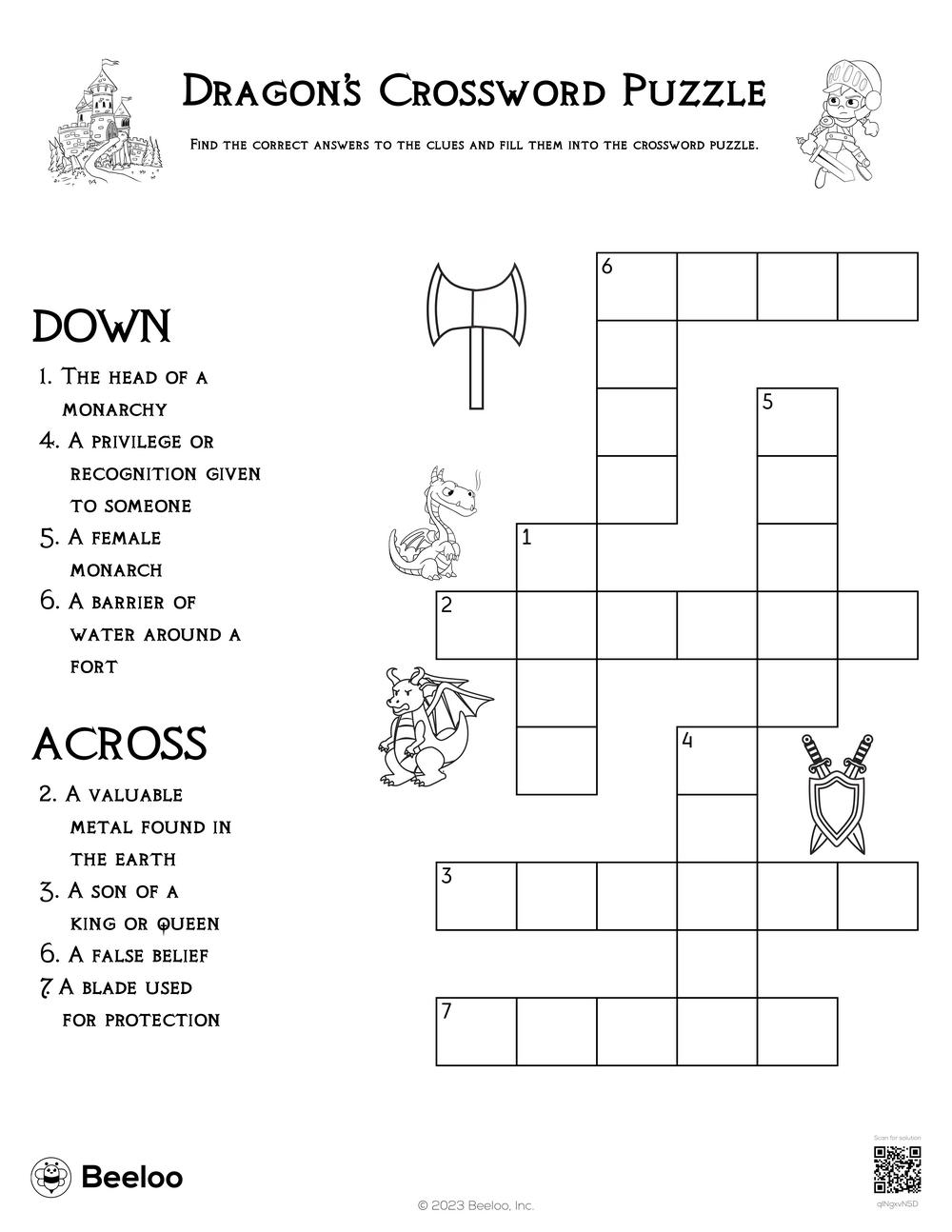 Dragon s Crossword Puzzle Beeloo Printable Crafts And Activities 