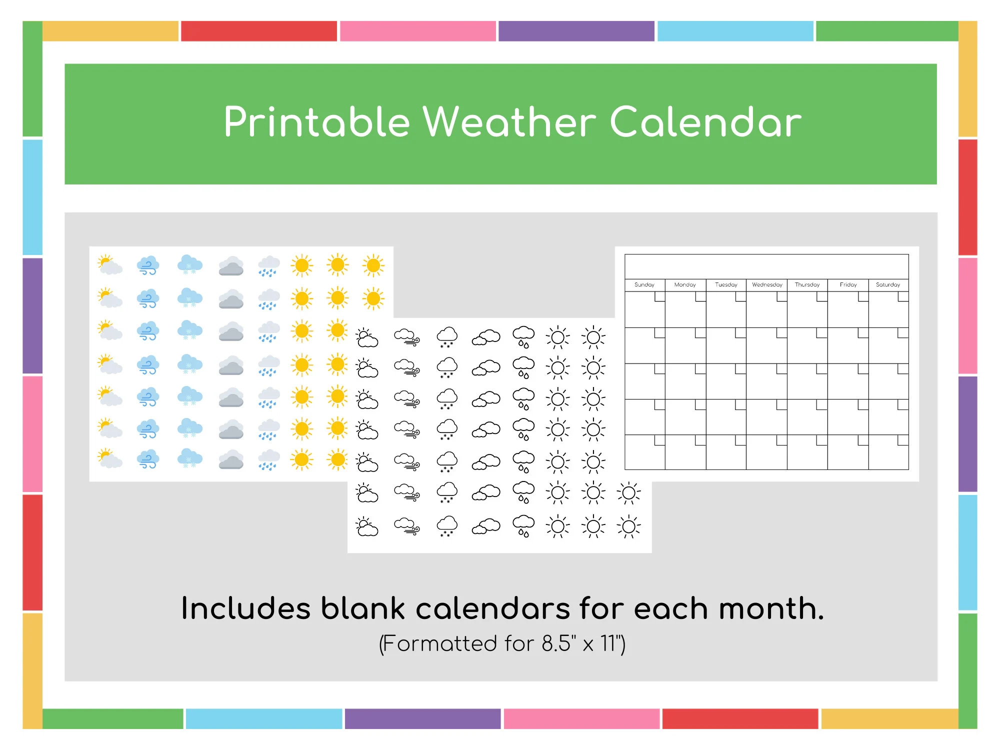 Druckbarer Wetterkalender F r Kinder Homeschool Printables 
