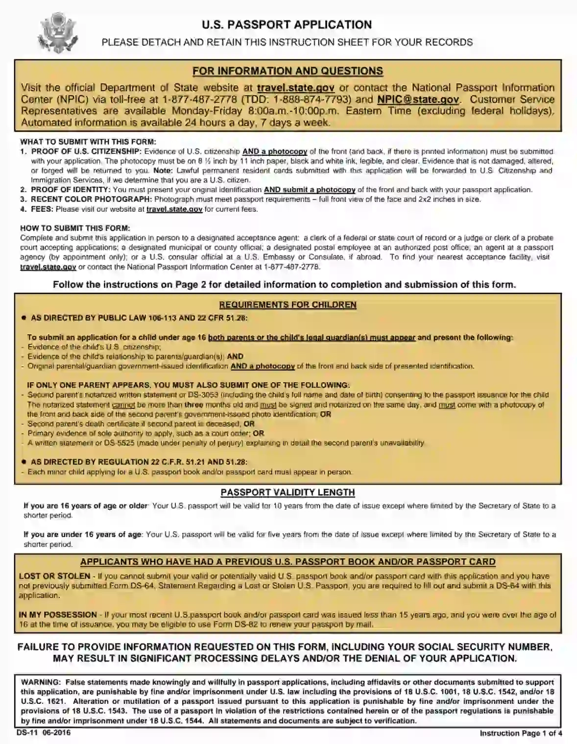 DS 11 US Passport Application Fill Out Printable PDF Forms Online