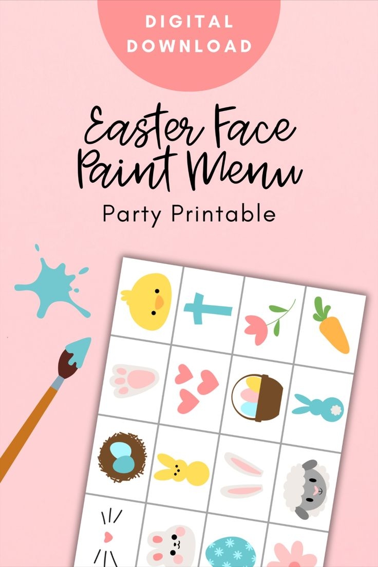 Easter Face Paint Menu PDF Party Printable