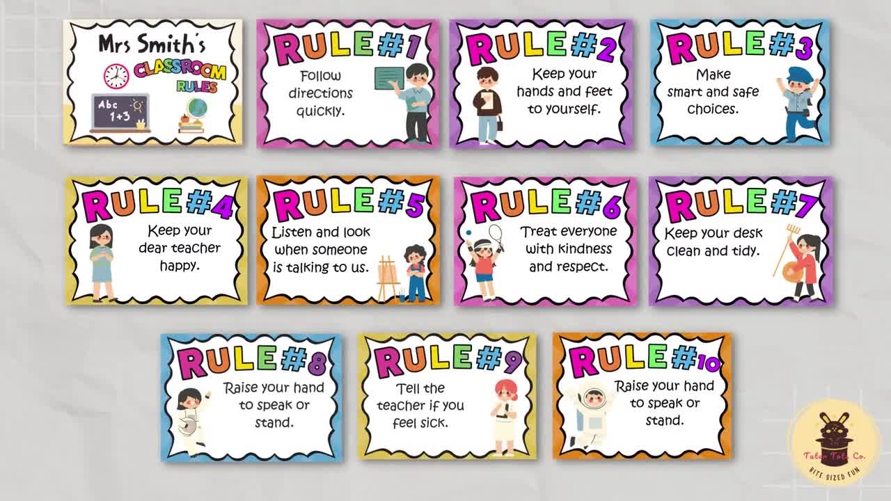Editable Classroom Rules Sign Job Theme Bulletin Board PDF Download A4 A5 Size 