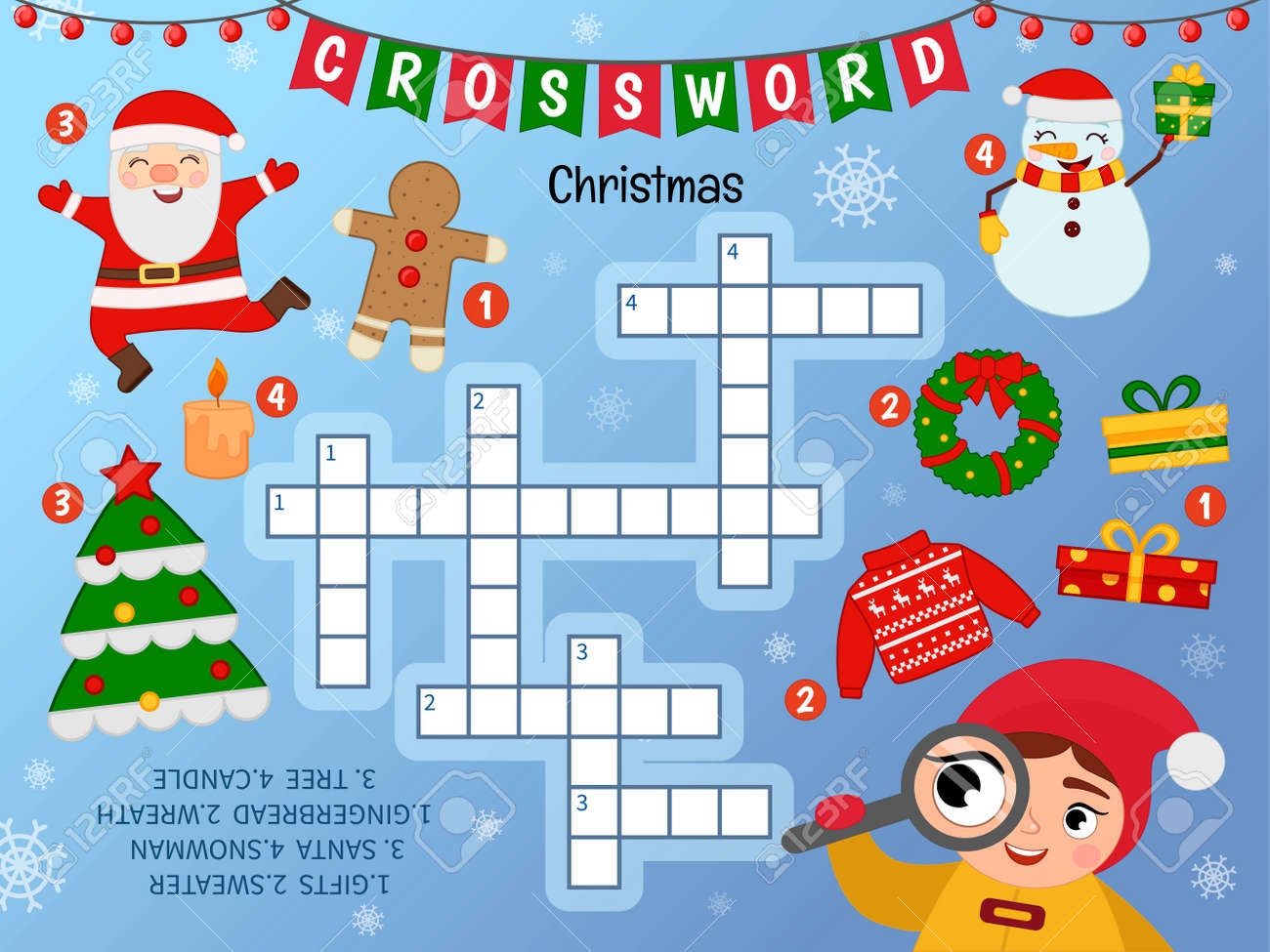 Educational Game For Kids Crossword Christmas Kids Activity 