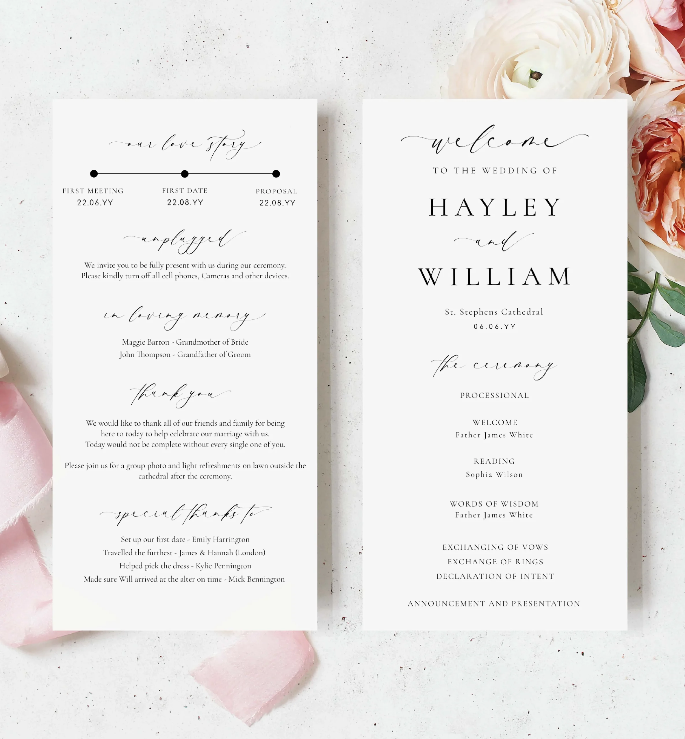 Printable Wedding Program Template