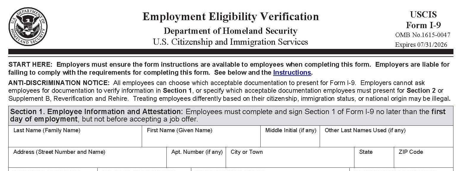 Form I9 For 2026