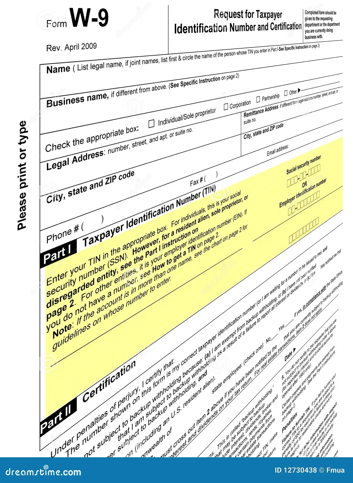 W-9 Form Mass