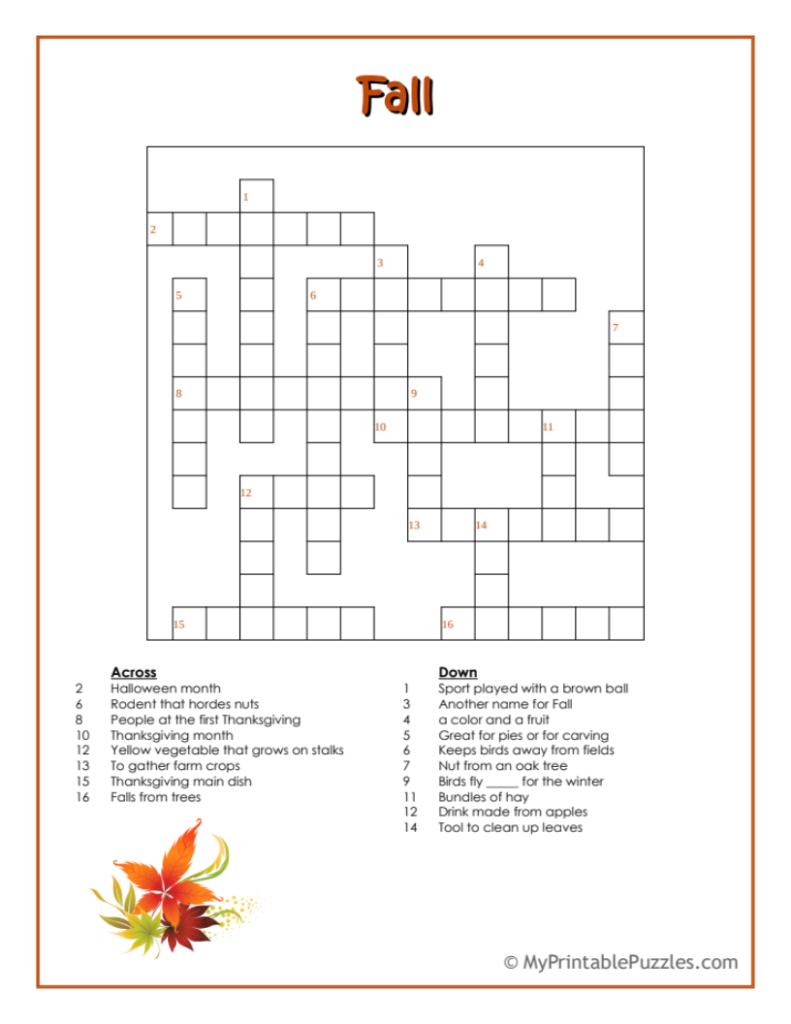 Intermediate Printable Crossword Puzzles