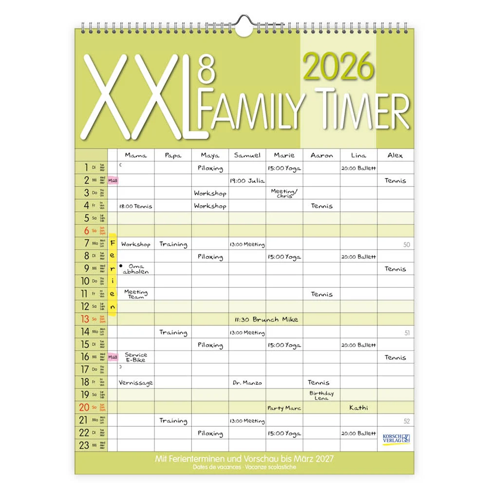 Familytimer XXL Calendar 2026 For 8 Pers Buy 