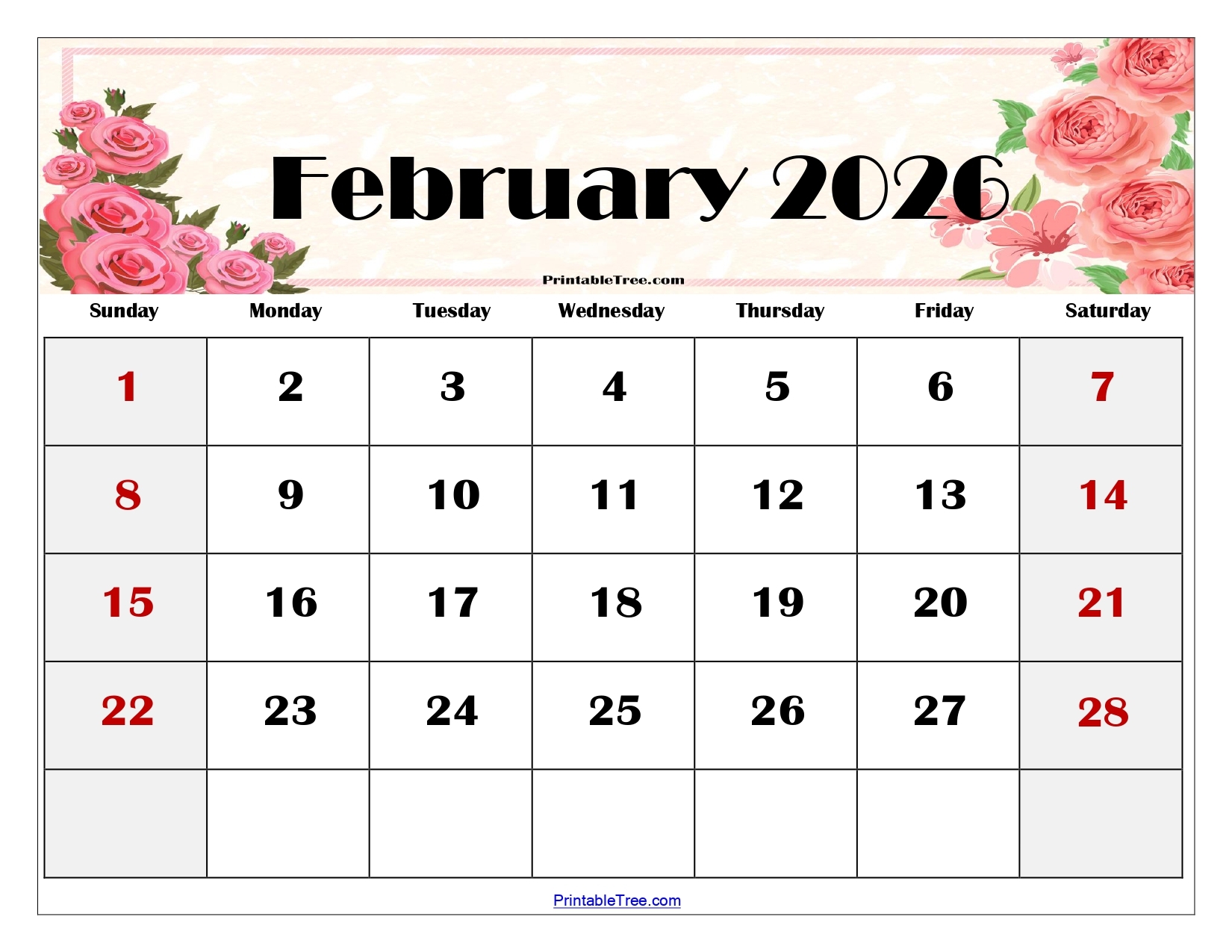 Printable Calendar For February 2026