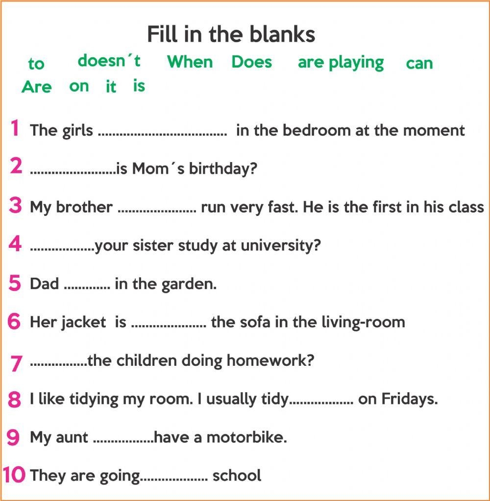 Fill In The Blanks Online Pdf Worksheet Live Worksheets 