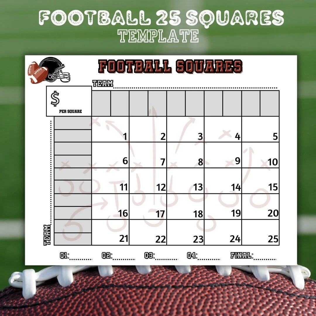 Football Squares Printable Football Square Fundraiser 25 Square 
