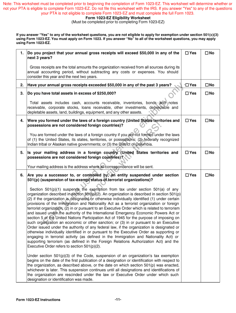 Form 1023 Ez Eligibility Worksheet Fill Out amp Sign Online DocHub