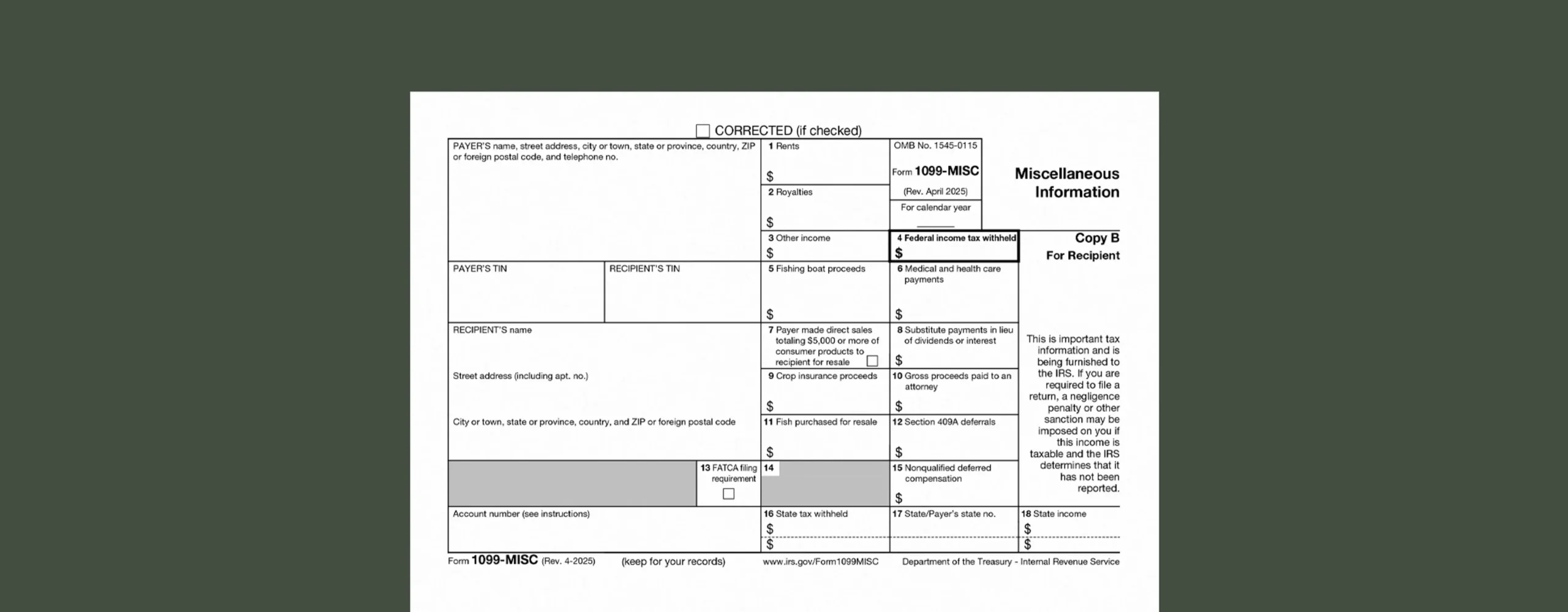 Irs 1099 Misc Form 2026