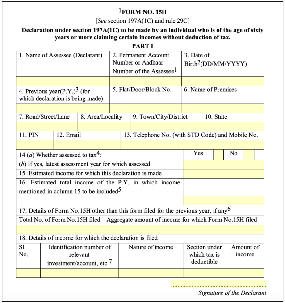 Form 15G Form 15H Save TDS On FD Interest Income