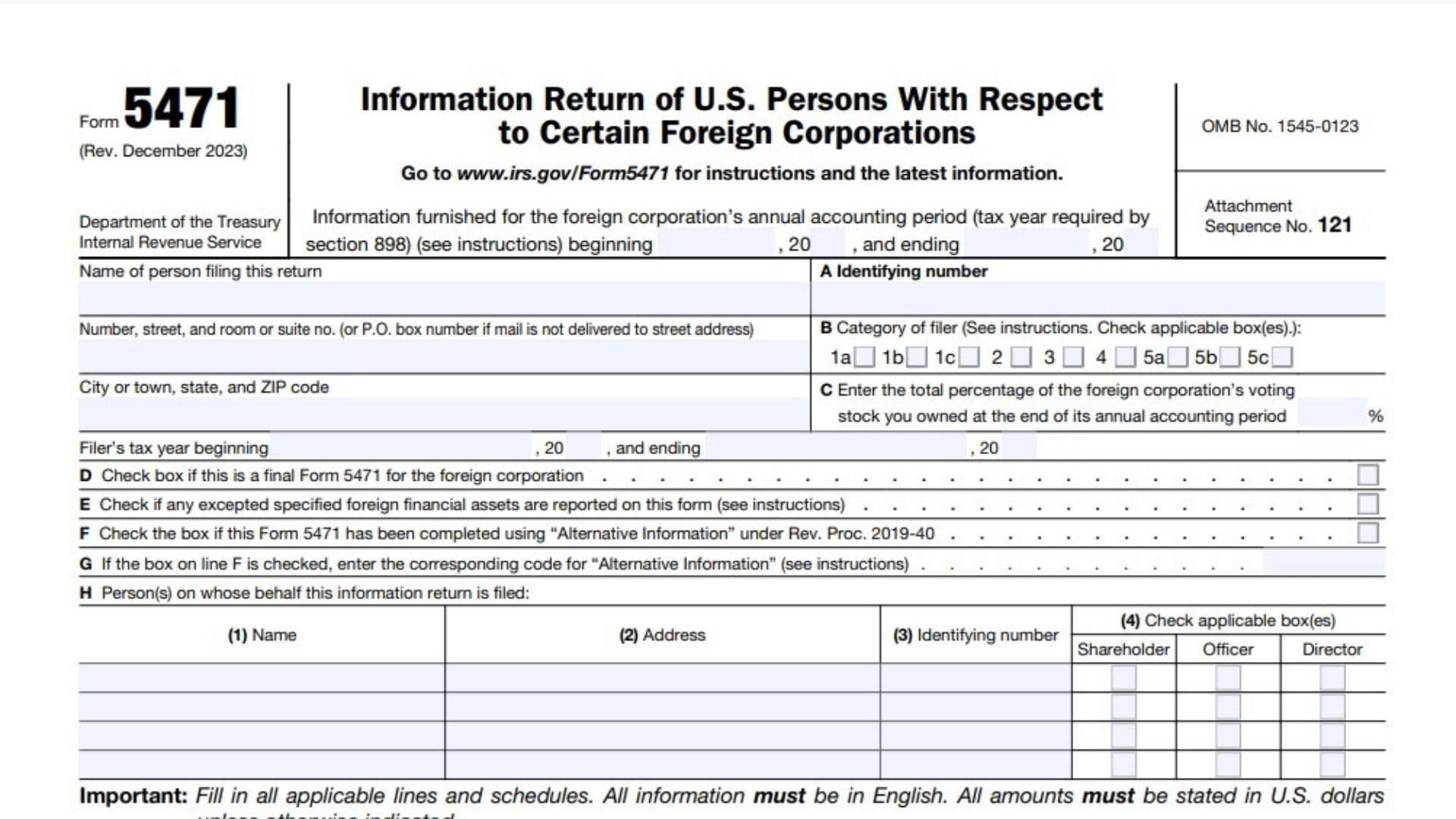 Form 5471 Instructions 2025 2026