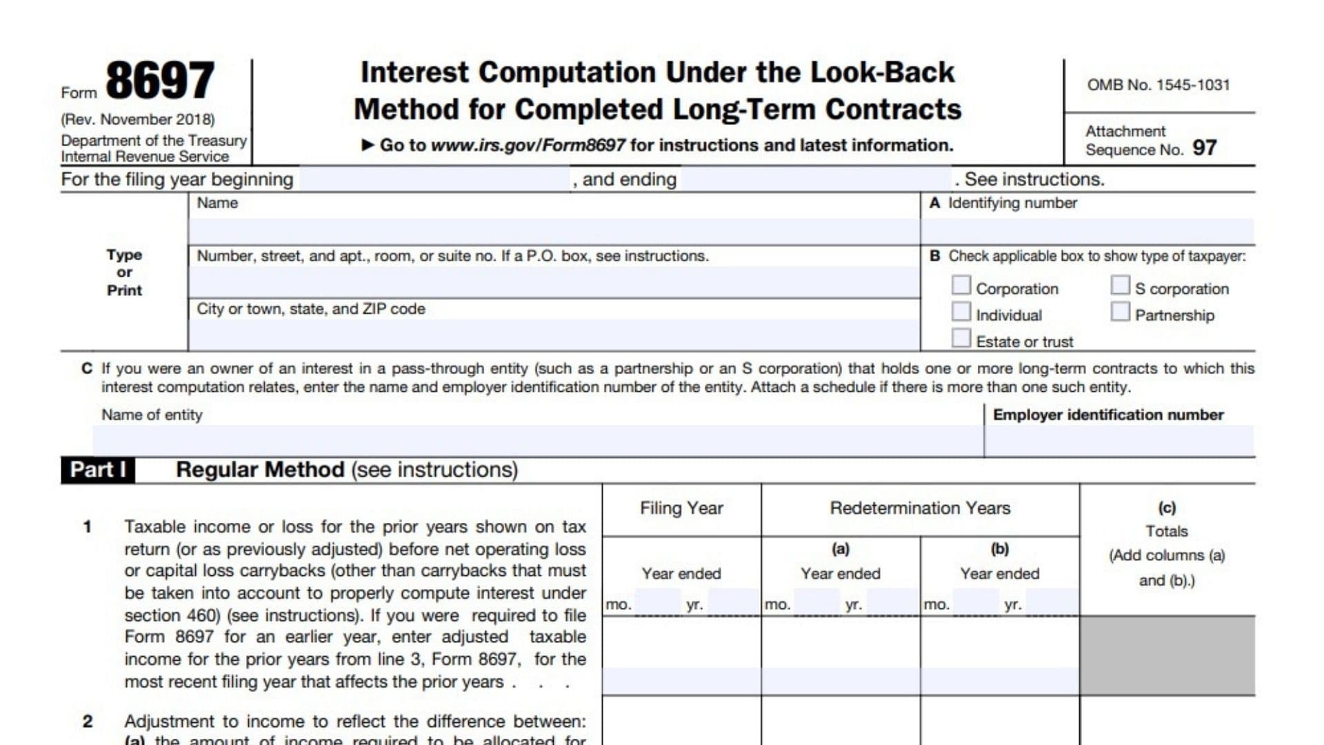 Form 8697 Instructions 2025 2026