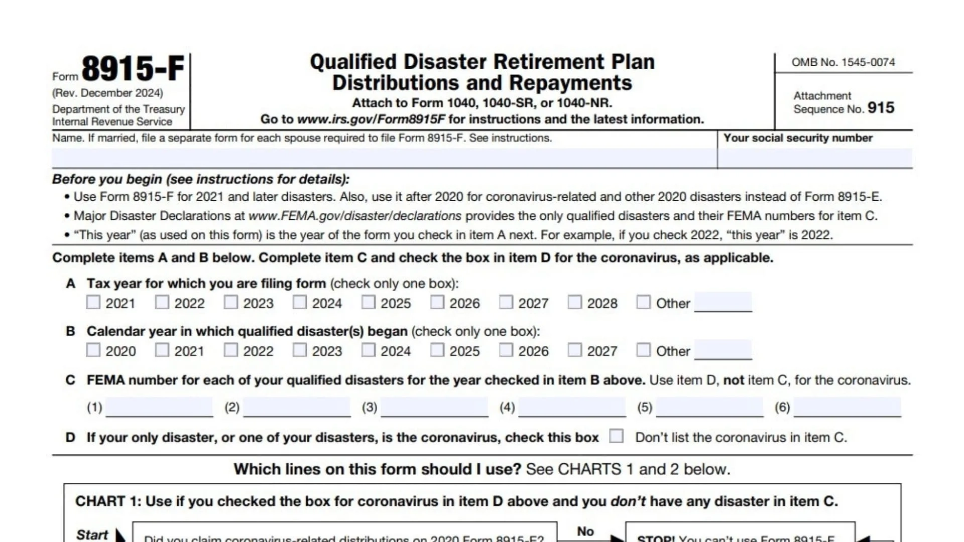 Form 8915 F Instructions 2025 2026
