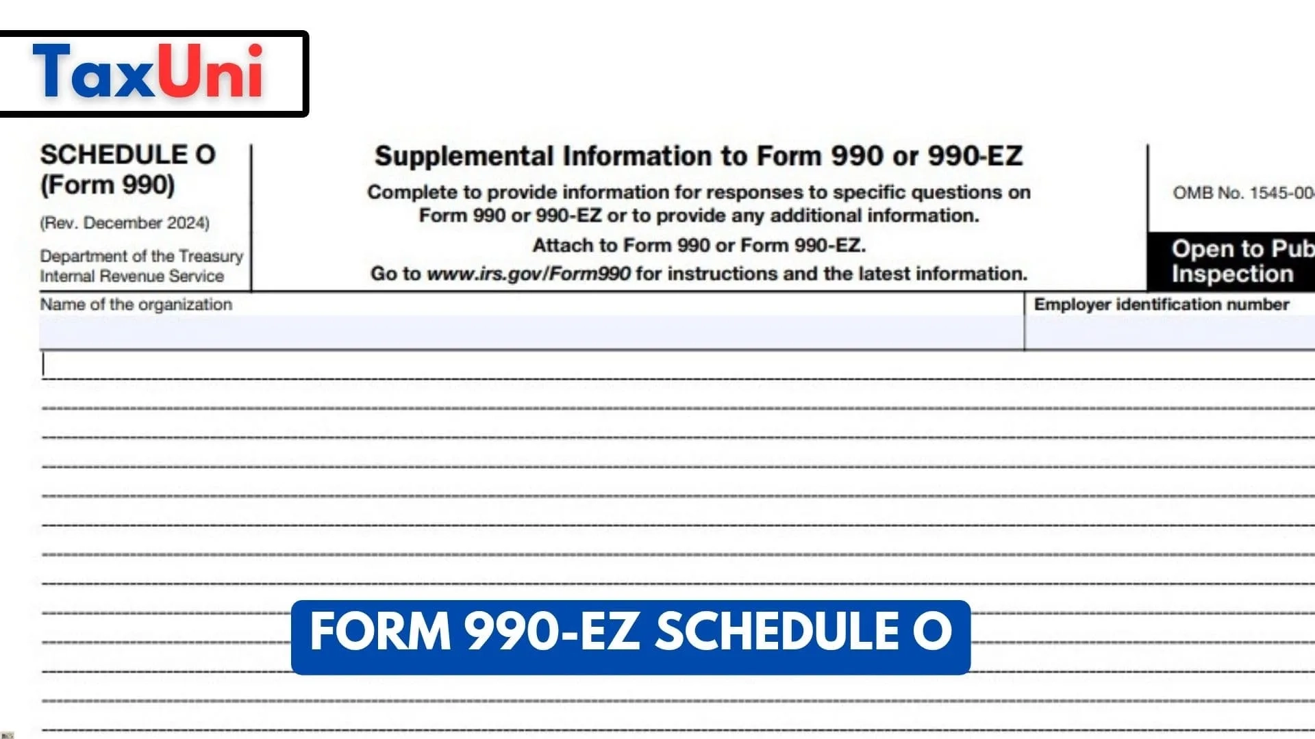 Form 990 EZ Schedule O 2025 2026