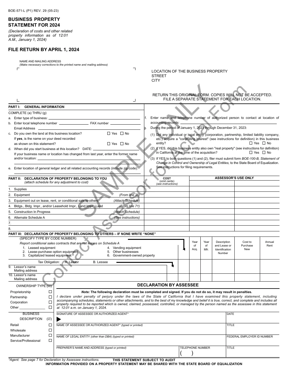 Form BOE 571 L Download Printable PDF Or Fill Online Business 