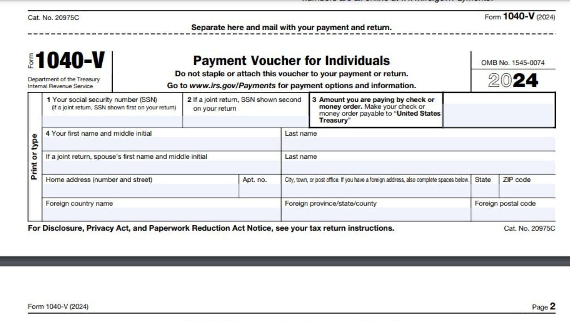 Form Il 1040 V Printable