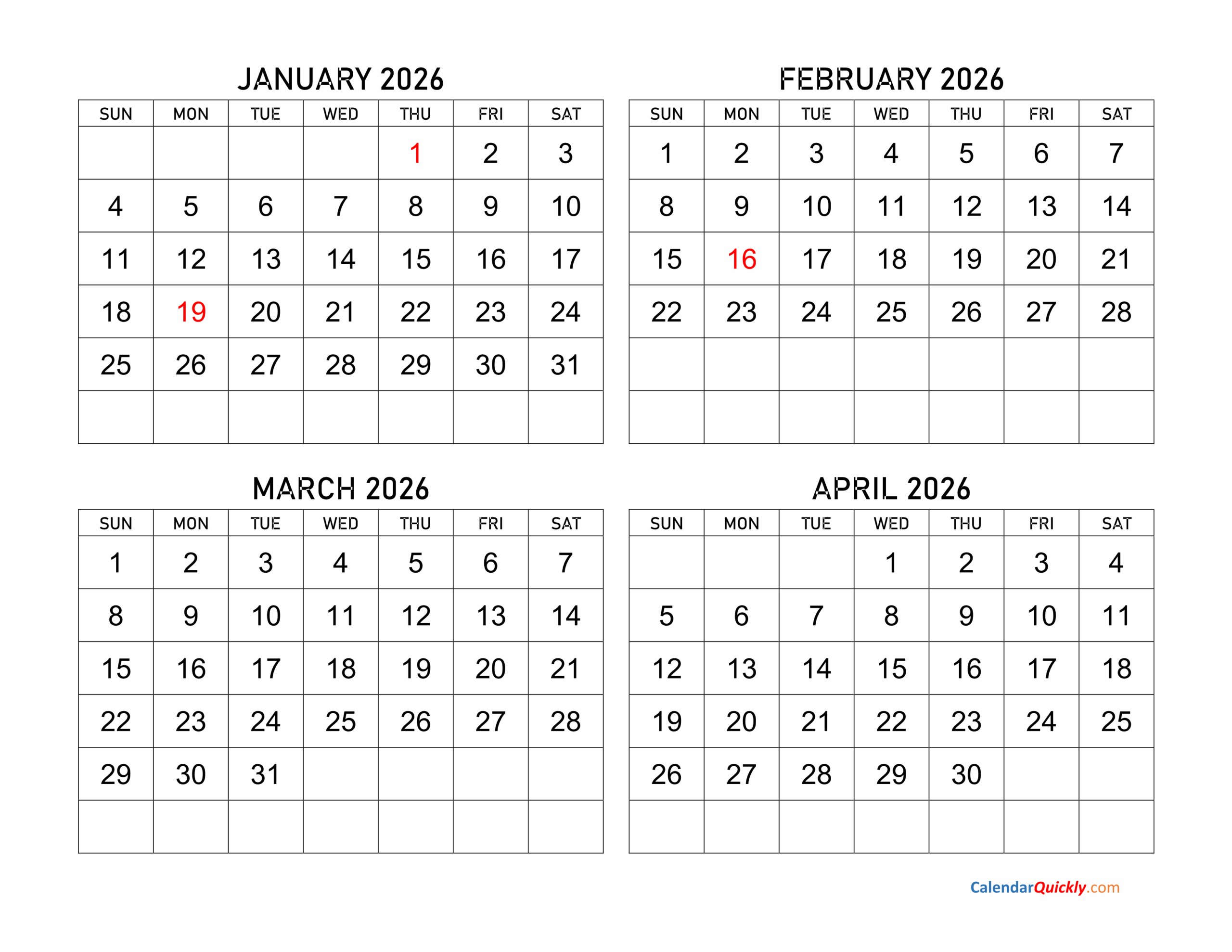 Jan And Feb 2026 Calendar