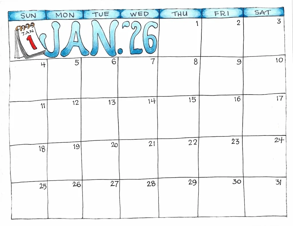 2026 Coloring Calendar Printable