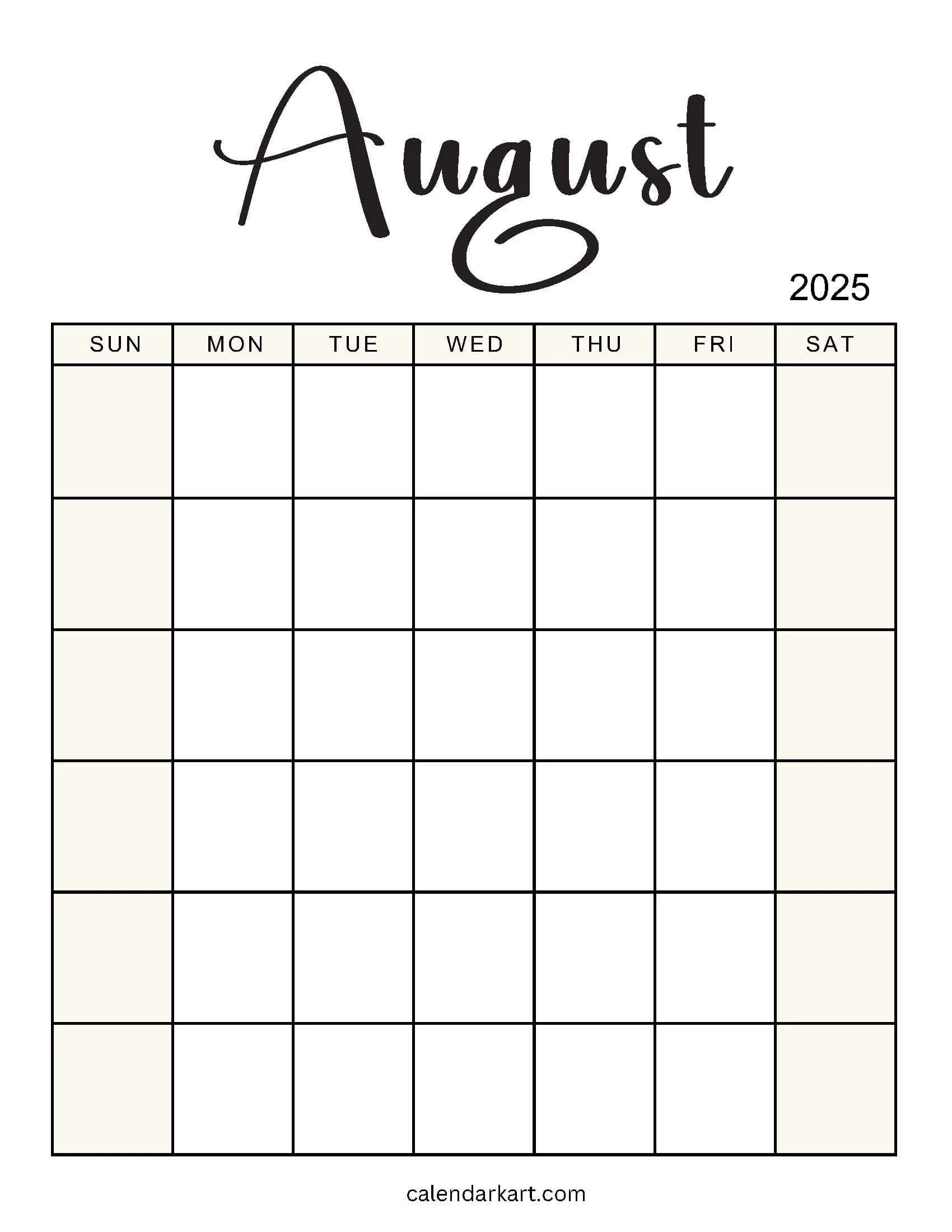 Free amp Cute Printable August 2025 Calendars CalendarKart