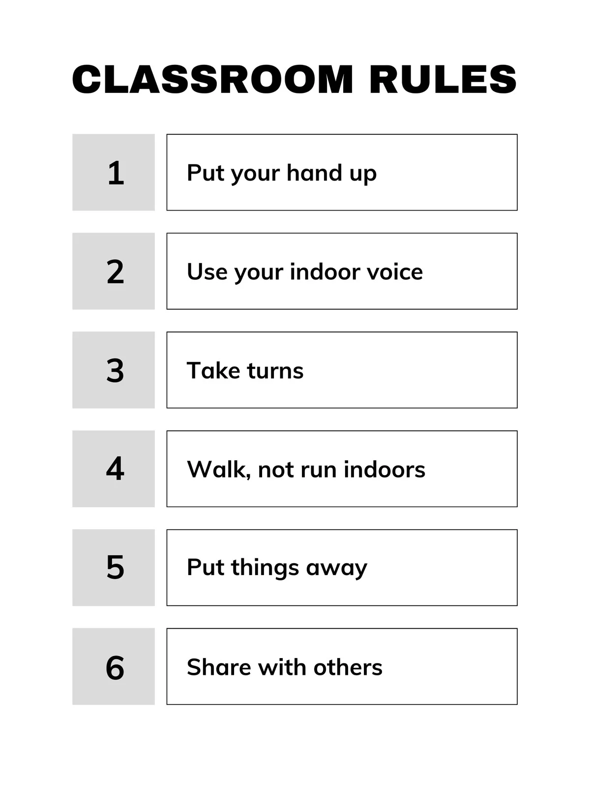 Classroom Rules Printable Template