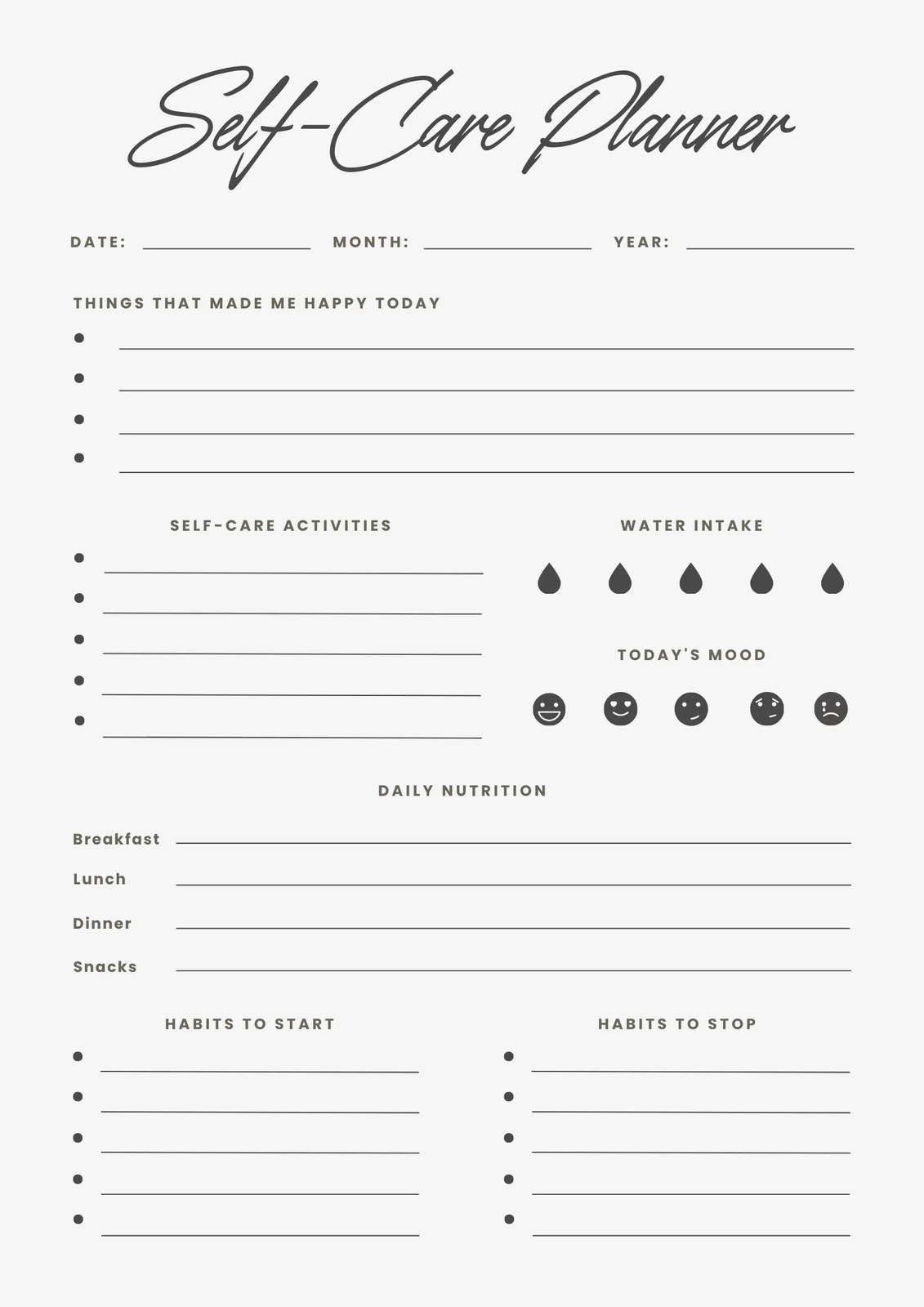 Free Printable Self-Care Worksheets For Adults