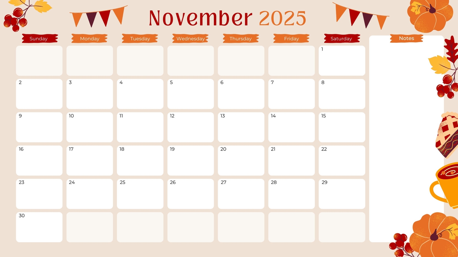 Blank Printable November Calendar Fill In