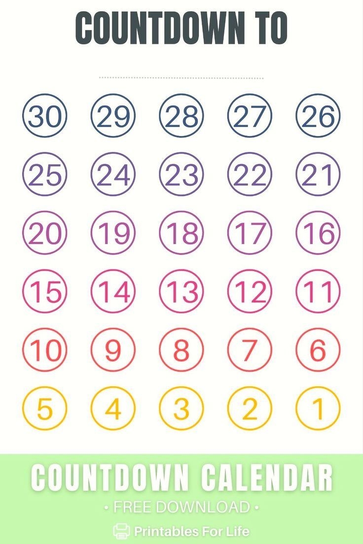 Printable Calendar Countdown
