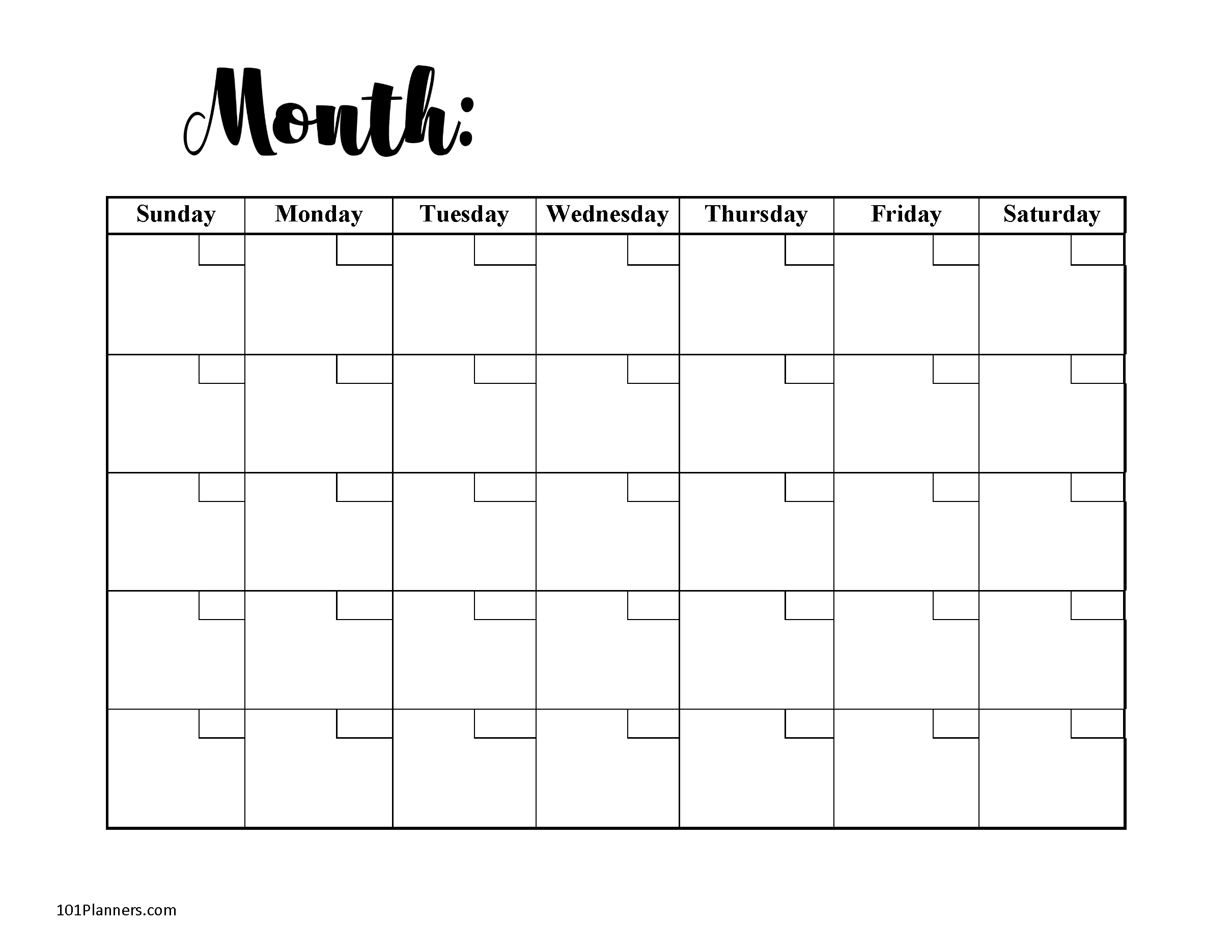 Printable Free Blank Calendar Template
