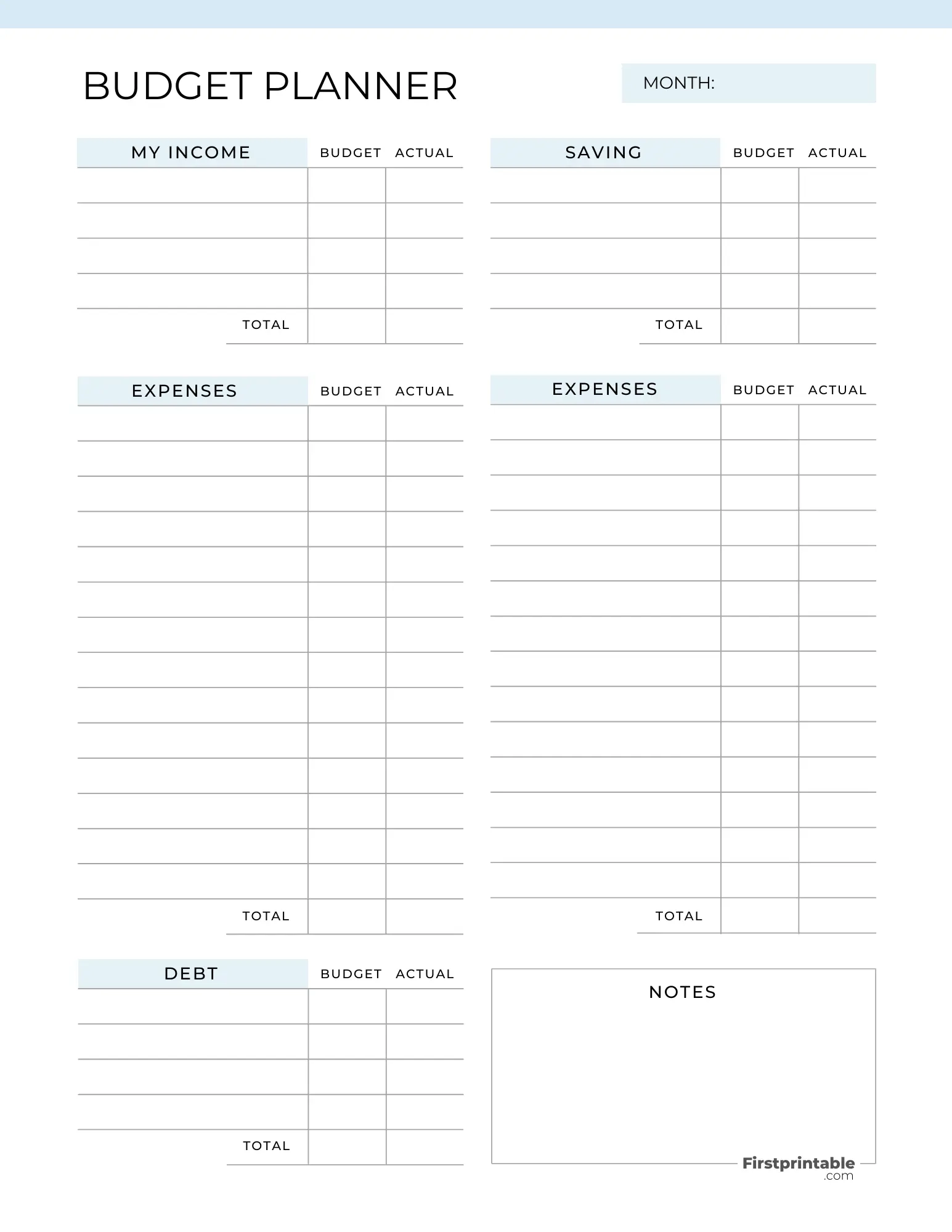 Free Printable Budget Template